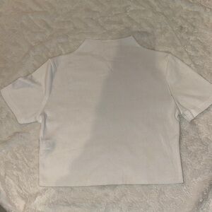 Ribbed White Short Sleeve Shirt